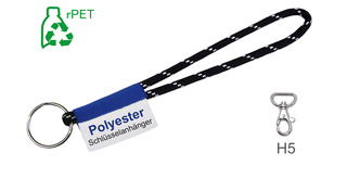 Rundgewebte Schlüsselanhänger-Schlaufe rPET mit Weblabel