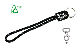 Rundgewebte Schlüsselanhänger-Schlaufe rPET mit Soft-PVC-Motivlabel