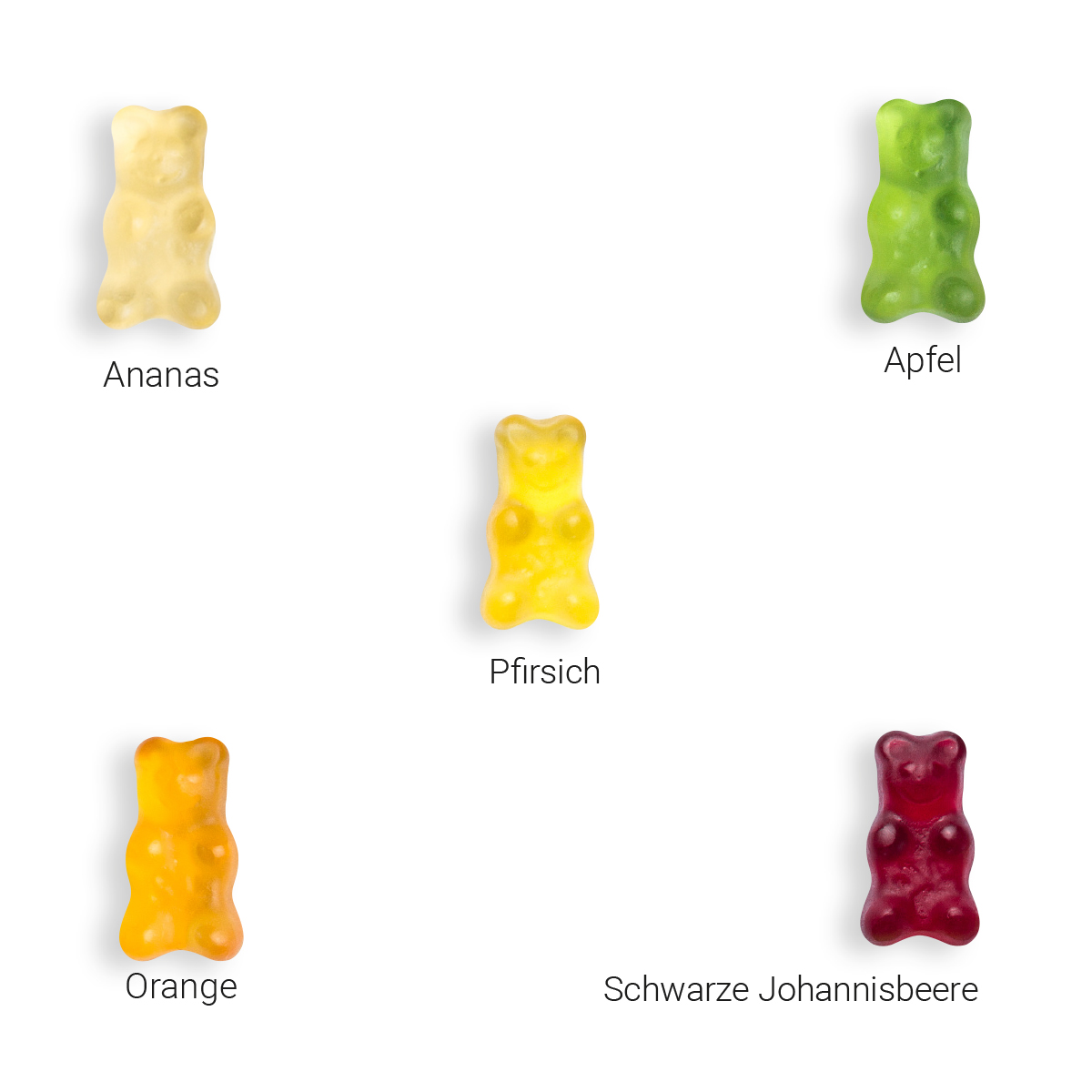 Fruchtsaftbärchen im Werbetütchen, ca. 70 x 90 mm, 15 g, Standard-Folie transparent - Fruchtsaftbärchen