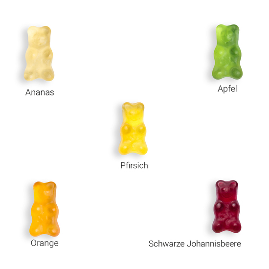 Fruchtsaftbärchen im Werbetütchen, ca. 70 x 90 mm, 15 g, transparente kompostierbare Folie - Fruchtsaftbärchen