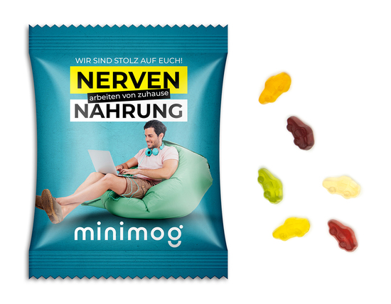 Fruchtgummi Standardformen, ca. 60 x 90 mm, 10 g, Standard-Folie weiß - Auto