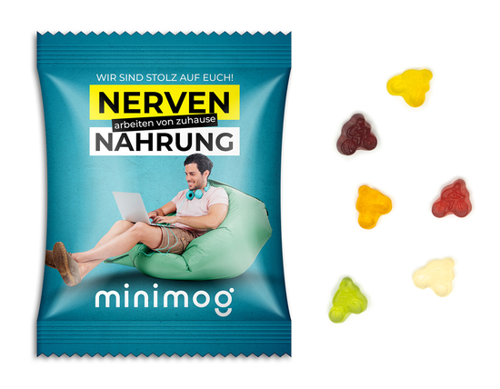 Fruchtgummi Standardformen, ca. 60 x 90 mm, 10 g, Papier/PE-Verbundfolie weiß - Fahrradfahrer