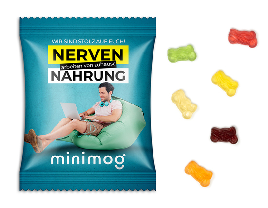 Fruchtgummi Standardformen, ca. 70 x 90 mm, 15 g, Papier/PE-Verbundfolie weiß - Motorrad