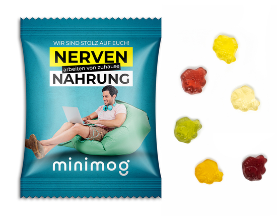 Fruchtgummi Standardformen, ca. 70 x 90 mm, 15 g, weiße kompostierbare Folie - Fisch