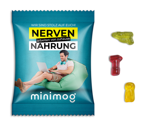 Fruchtgummi Standardformen, ca. 60 x 90 mm, 10 g, weiße kompostierbare Folie - Werkzeugmischung