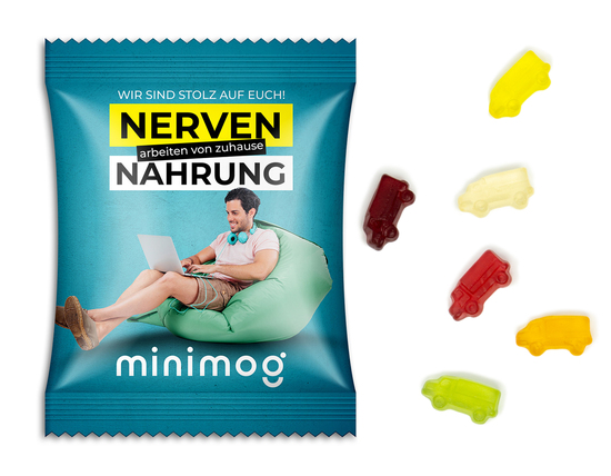 Fruchtgummi Standardformen, ca. 60 x 90 mm, 10 g, Cyclepaper weiß - LKW