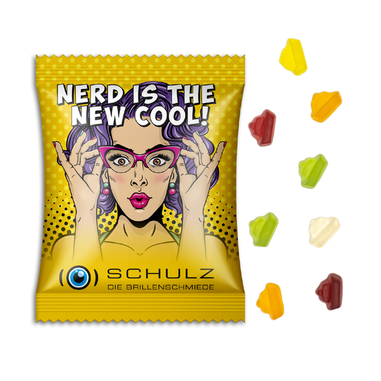 Fruchtgummi Standardformen, ca. 70 x 90 mm, 15 g, Cyclepaper weiß - Schiffchen