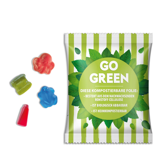Fruchtgummi Sonderformen, ca. 70 x 90 mm, 15 g, transparente kompostierbare Folie - Fruchtgummi Sonderformen