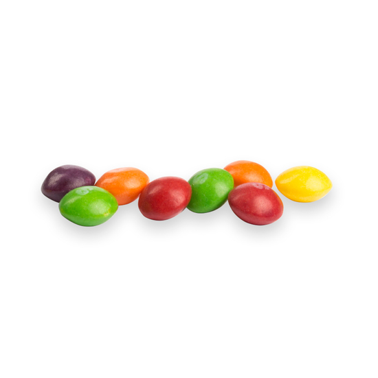 Skittles im Werbetütchen, ca. 90 x 60 mm, 10 g, Papier/PE-Verbundfolie weiß -