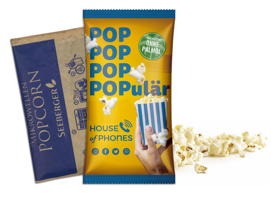 Mikrowellen-Popcorn im Werbetütchen, ca. 190 x 102 mm, 90 g,  - salziges Popcorn