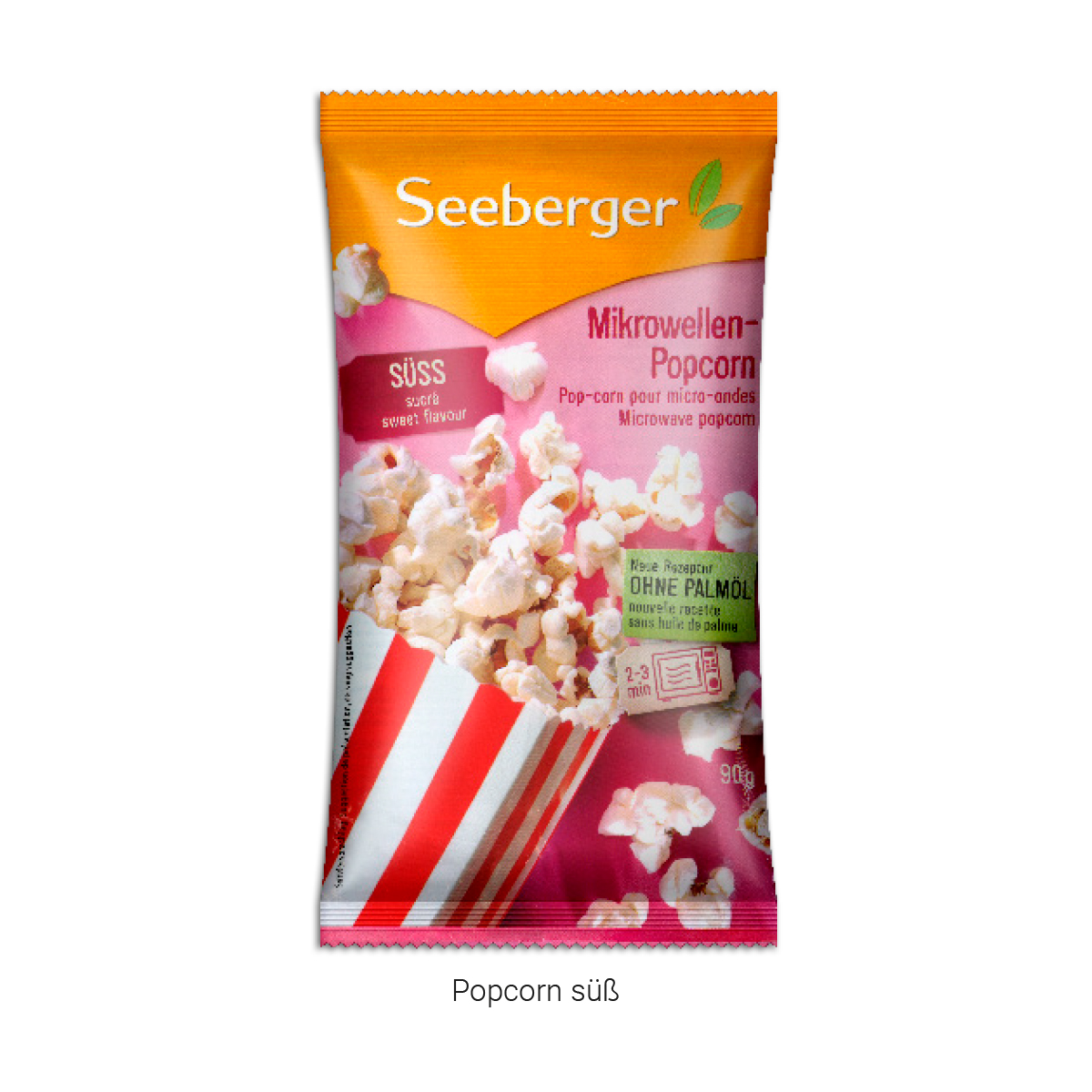 Mikrowellen-Popcorn in Werbekartonage, ca. 194 x 109 mm, 90 g,  - süßes Popcorn