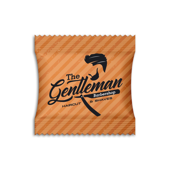 Mandeln einzeln im Werbetütchen, ca. 60 x 60 mm, 4 g, Standard-Folie transparent - Zimt