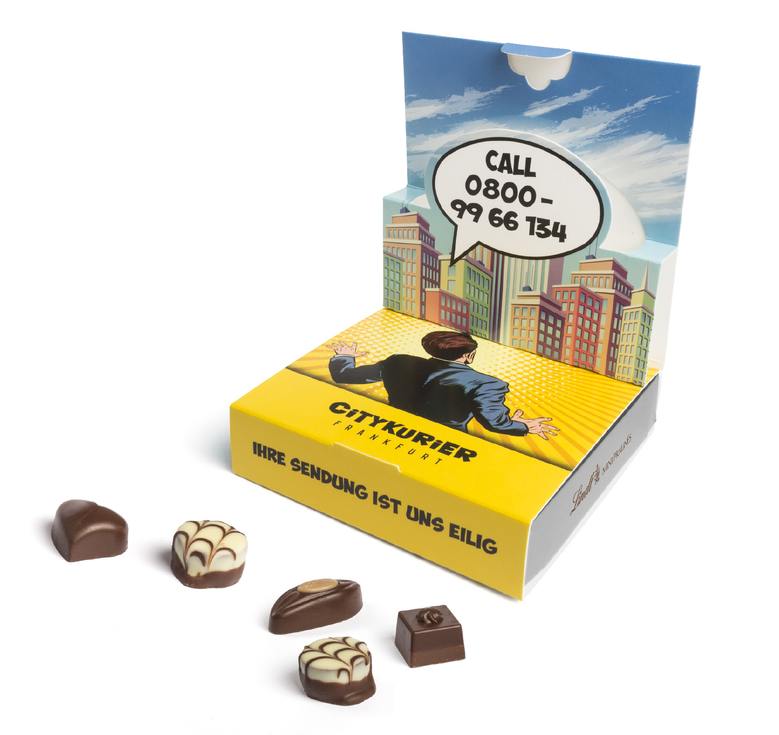 Lindt Mini Pralinés in Pop-Up Kartonage