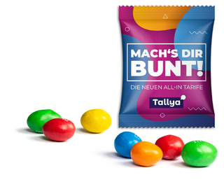 M&M's Peanuts im Werbetütchen, ca. 70 x 90 mm, 10 g, Standard-Folie transparent -