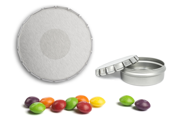 Clic Clac Box, ca. 75 mm Durchmesser, Höhe 22 mm, 50 g, blank - Skittles