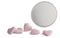 Brauseherzen in Mini Clic Clac Box, ca. 53 mm Durchmesser, Höhe 18 mm, 16 g, blank -