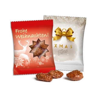 Gebrannte Mandeln im Standardtütchen, ca. 90 x 70 mm, 10 g, Frohe Weihnachten -