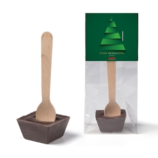 Trinkschokolade am Holzlöffel, ca. 170 x 70 x 40 mm, 30 g,  - Milchschokolade
