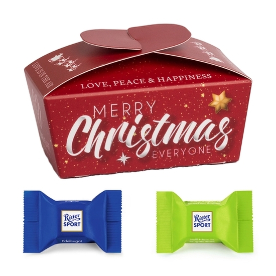Xmas Ballotin, ca. 77 x 42 x 45 mm, 16 g,  - Ritter Sport: Edelnugat & Voll-Nuss