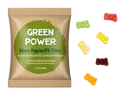 Fruchtgummi Standardformen 15 g Motorrad Papier/PE-Verbundfolie weiß