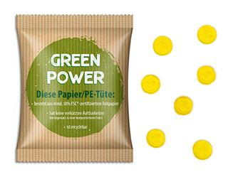 Fruchtgummi Standardformen 15 g Smilie Papier/PE-Verbundfolie weiß