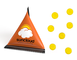 Mini Tetraeder Fruchtgummi 10 g Smilie Standard-Folie weiß