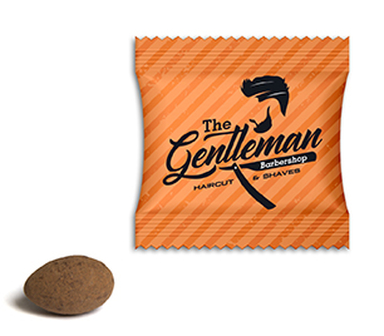 Mandeln einzeln im Werbetütchen 4 g Sahne-Kakao Standard-Folie transparent