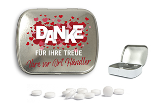 Mini Nostalgiedose 20 g zuckerhaltige Pfefferminztabletten blank