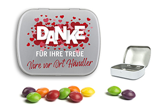 Mini Nostalgiedose 20 g Skittles silber-matt