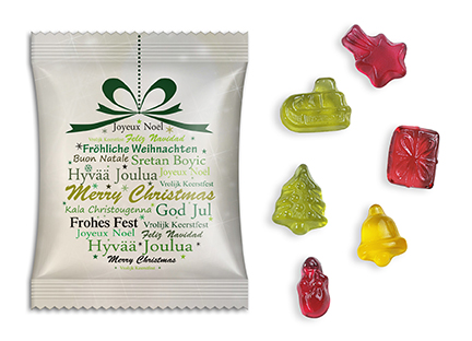 Fruchtgummi Weihnachtsedition 10 g  Frohe Weihnachten (mehrsprachig)