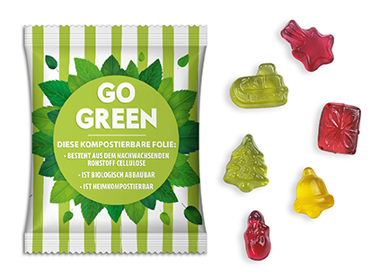 Fruchtgummi Weihnachtsedition 10 g  weiße kompostierbare Folie