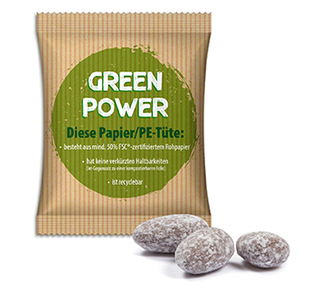 Weihnachtsmandeln im Werbetütchen 12 g  Papier/PE-Verbundfolie weiß