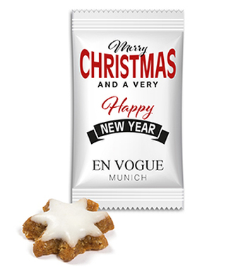 Mini Zimtstern im Werbetütchen 6 g  Standard-Folie weiß