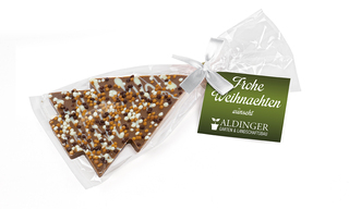 Schoko Christmas Tree 30 g Vollmilchschokolade (Topping Knusperkugeln) Weiße Schleife