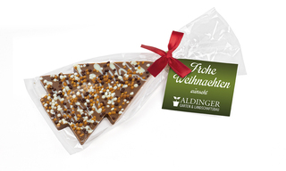 Schoko Christmas Tree 30 g Vollmilchschokolade (Topping Knusperkugeln) Rote Schleife