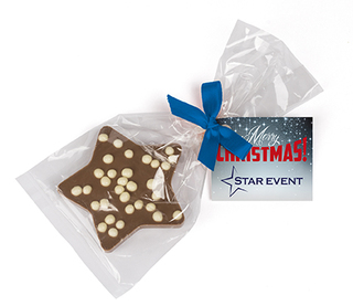 Schoko Weihnachtsstern 35 g Vollmilchschokolade Blaue Schleife