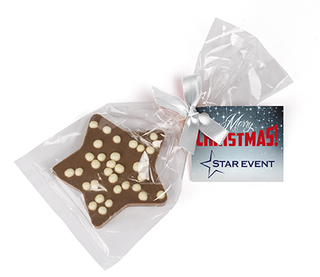 Schoko Weihnachtsstern 35 g Vollmilchschokolade Weiße Schleife