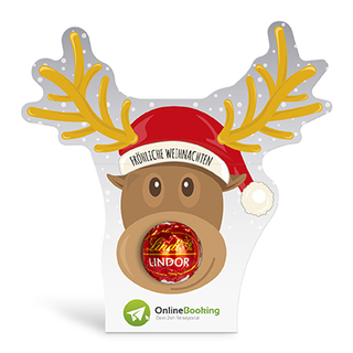 Lindt Lindor Kugel in Werbekartonage "Rentier" 12,5 g Milchschokolade (Rot)