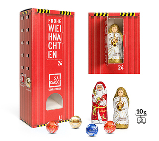 Lindt Lindor Adventsspender "Turm" mit Hohlfigur 120 g Lindor Kugeln + 1 Nikolaus