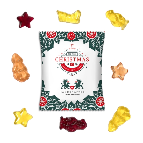 Fruchtgummi Vegan Weihnachtsedition 20 g  weiße kompostierbare Folie