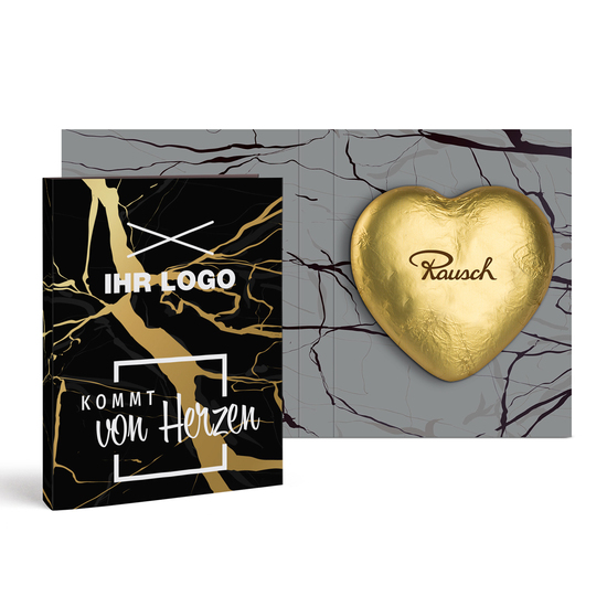 "Rausch Plantagen" Schokoladen-Herz in Klappkarte groß 20 g Gelbes Herz