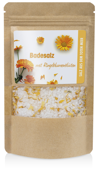 Badesalz mit Blüten, 200 g in ZIP-Tasche mit 4c Etikett