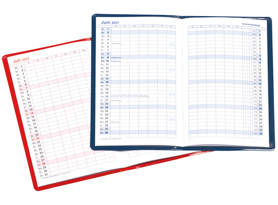 Taschenkalender Status, grau/blau, PVC weiß
