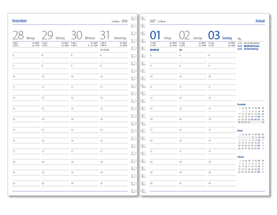 Wochenkalender Klassik D Wire, Balacron schwarz