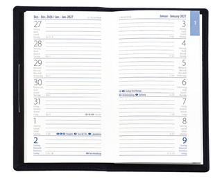 Taschenkalender Exquisit INT + ABC, PVC schwarz