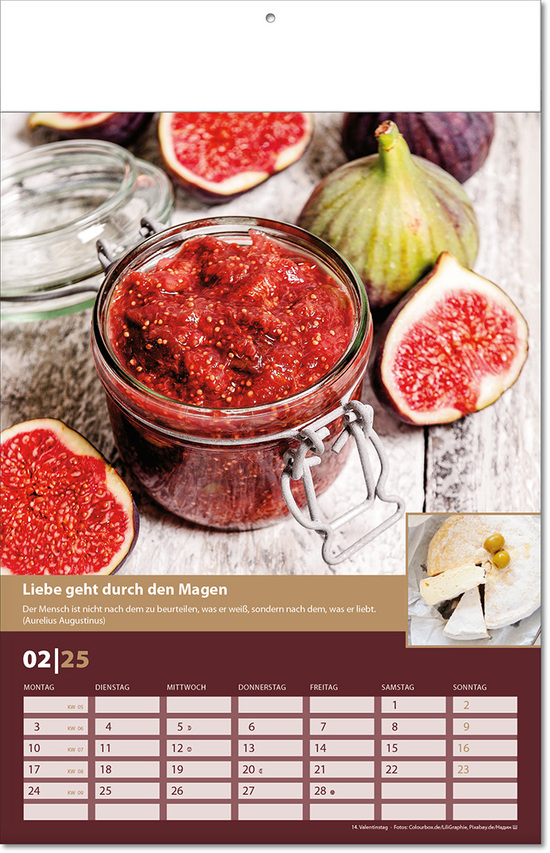 Kalender "Landlaune" im Format 24 x 37,5 cm, mit Fälzel