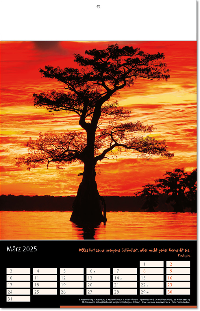 Kalender "Emotion" im Format 24 x 37,5 cm, mit Fälzel