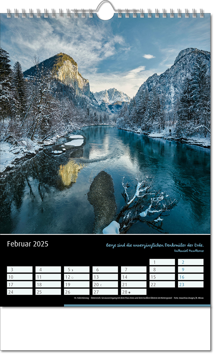 Kalender "Emotion" im Format 24 x 38,5 cm, mit Wire-O Bindung und verlängerter Rückwand