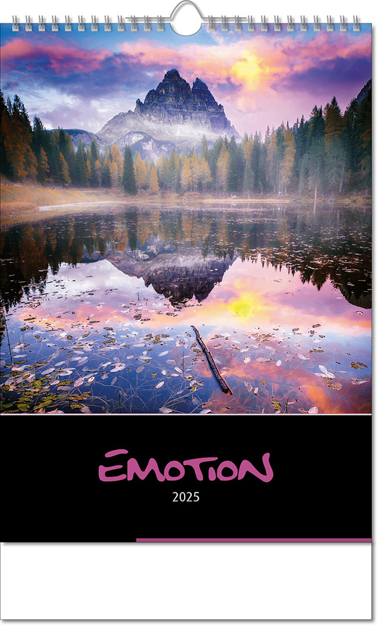 Kalender "Emotion" im Format 24 x 38,5 cm, mit Wire-O Bindung und verlängerter Rückwand