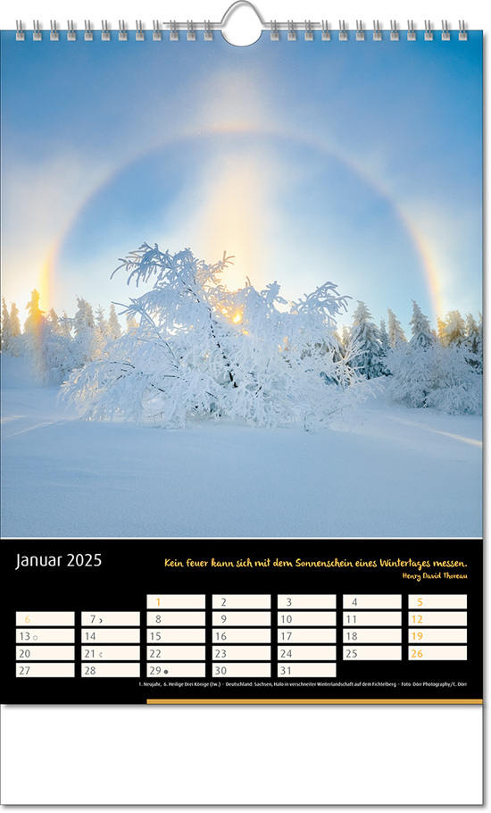 Kalender "Emotion" im Format 24 x 38,5 cm, mit Wire-O Bindung und verlängerter Rückwand